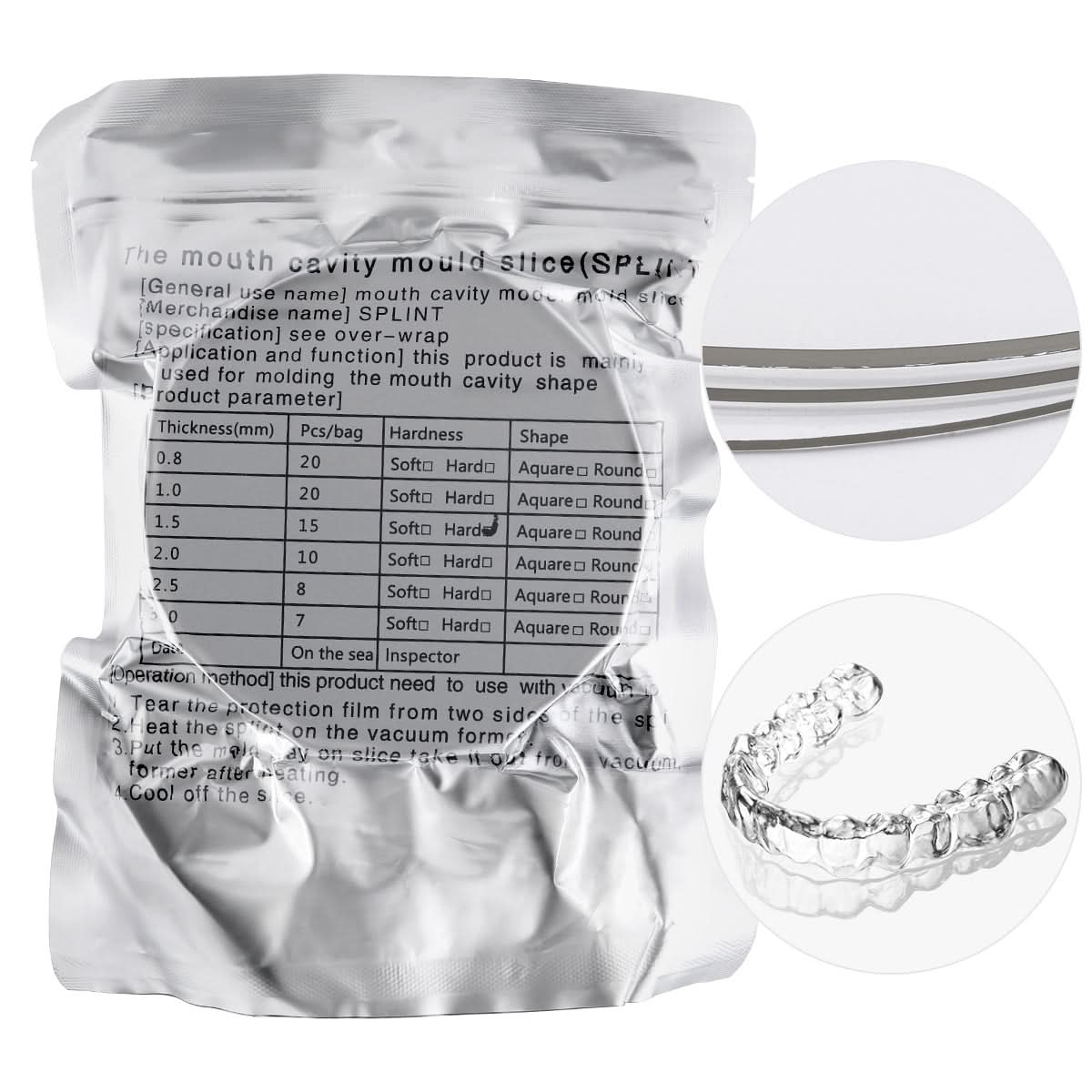 Dental Orthodontic Splint Retainer Vacuum Thermoforming Sheet Round Soft / Hard - pairaydental.com