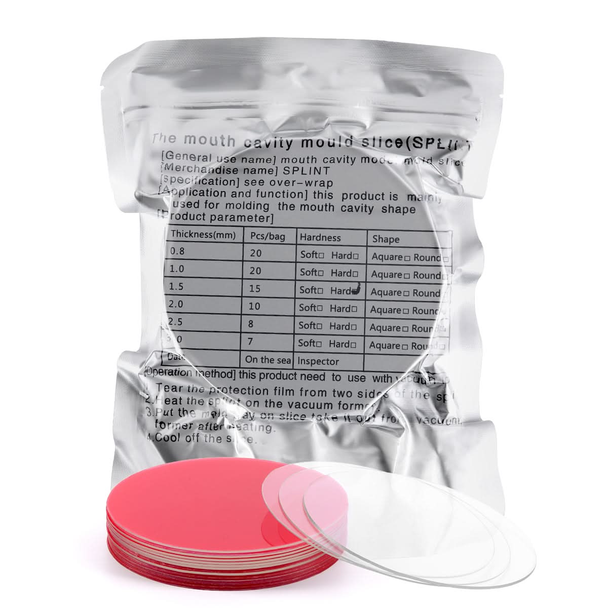 Dental Orthodontic Splint Retainer Vacuum Thermoforming Sheet Round Soft / Hard - pairaydental.com