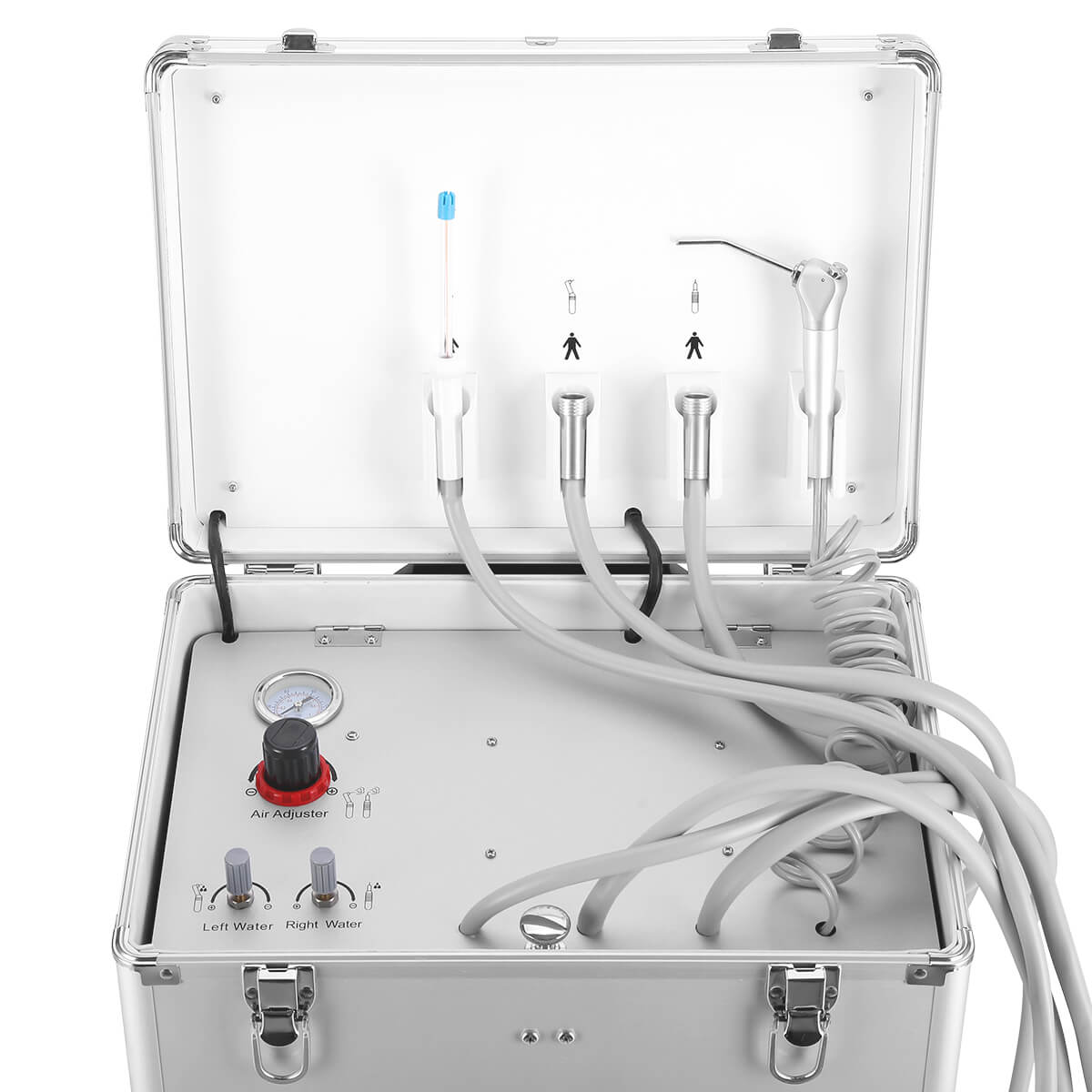 Dental Portable Turbine Mobile Delivery Unit Three Way Syringe Suction System with Air Compressor 4 Hole - pairaydental.com