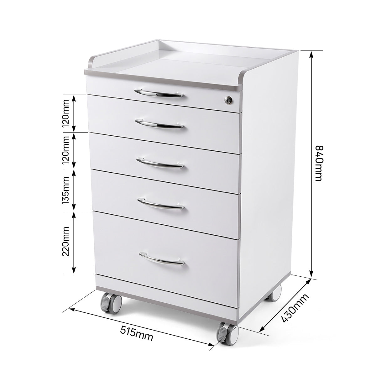 Dental Mobile Cabinet Cart NW-P4 Rolling Storage Trolley Four Drawers - pairaydental.com 