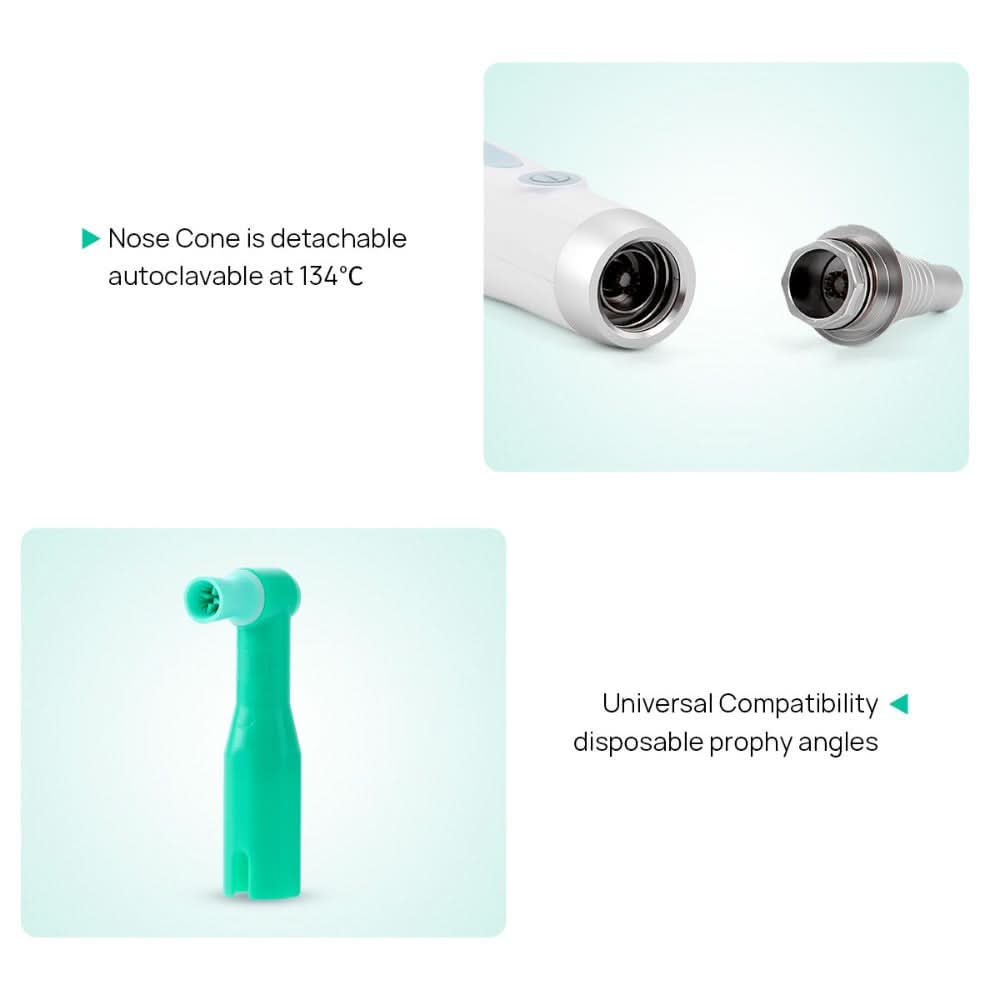 Cordless Hygiene Prophy Handpiece 360° Rotating 6 Prophy Angles & 2 Nose Cones - pairaydental.com