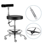 Dental Assistant Stool Chair Armrest Height Adjustable 360° Rotated Black - pairaydental.com