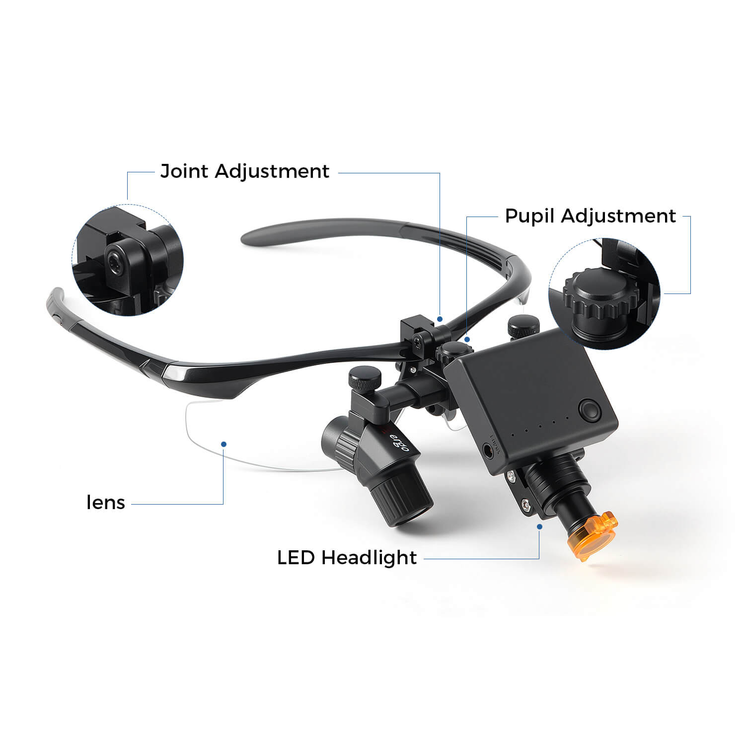 Dental Medical Loupes with 5W LED Surgical Head Light 3.0X 4.0X 5.0X 6.0X - pairaydental.com