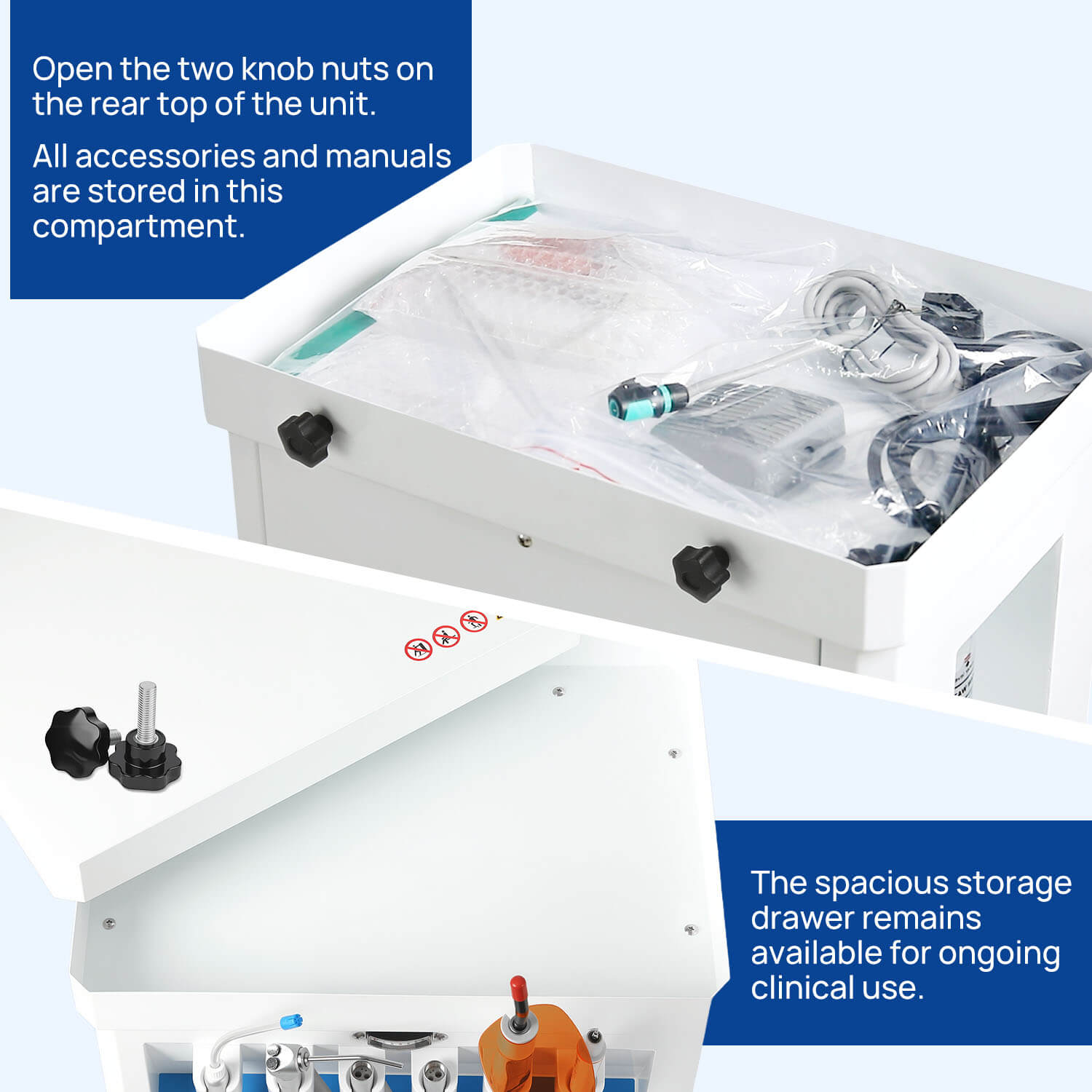 Dental Mobile Delivery Cart Unit 4 Holes with Curing Light and Scaler Handpiece - pairaydental.com