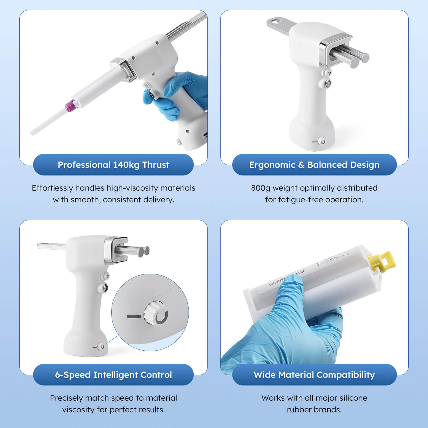 Portable Electric Dental Impression Gun for 50ml Universal Mixing 1:1 & 2:1 Cartridge Dispenser - pairaydental.com