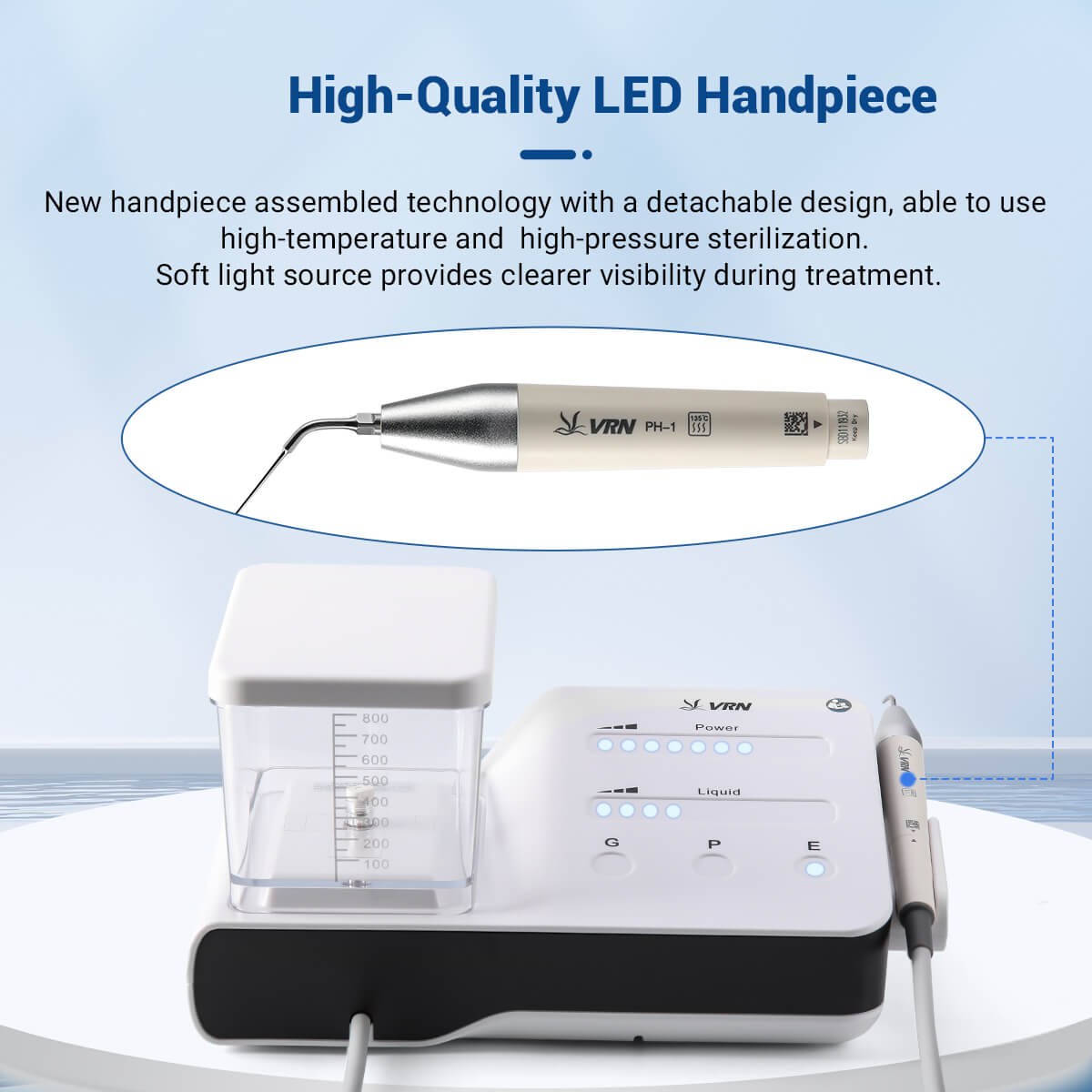 Dental VRN-DA20 LED Ultrasonic Piezo Scaler Built-in Water Supply With Autoclavable Handpiece & 7 Scaling Tips - pairaydental.com