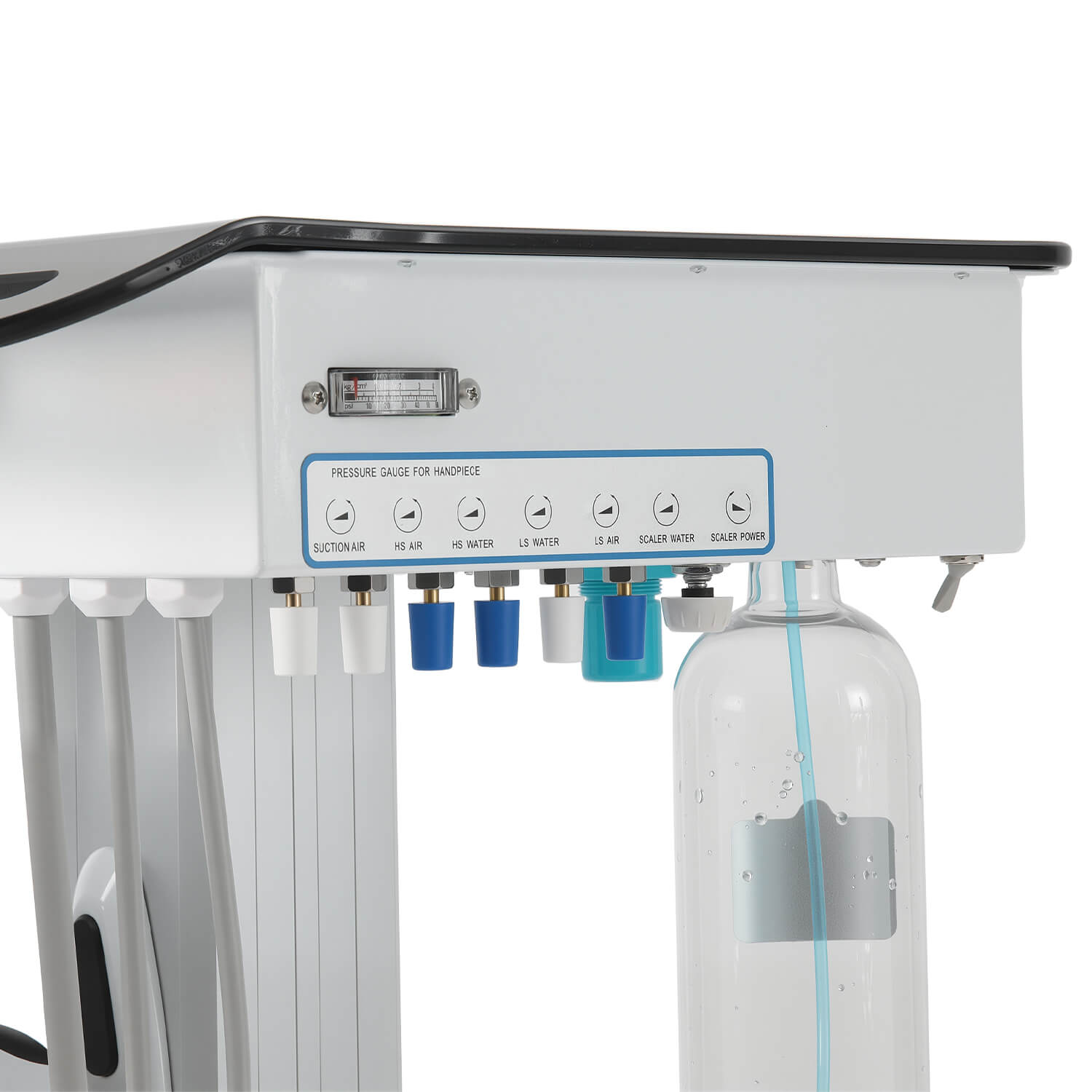 Dental Delivery Unit Mobile Cart 4 Hole Integrated Scaler & Curing Light Adjustable Height Electric Lifting - pairaydental.com