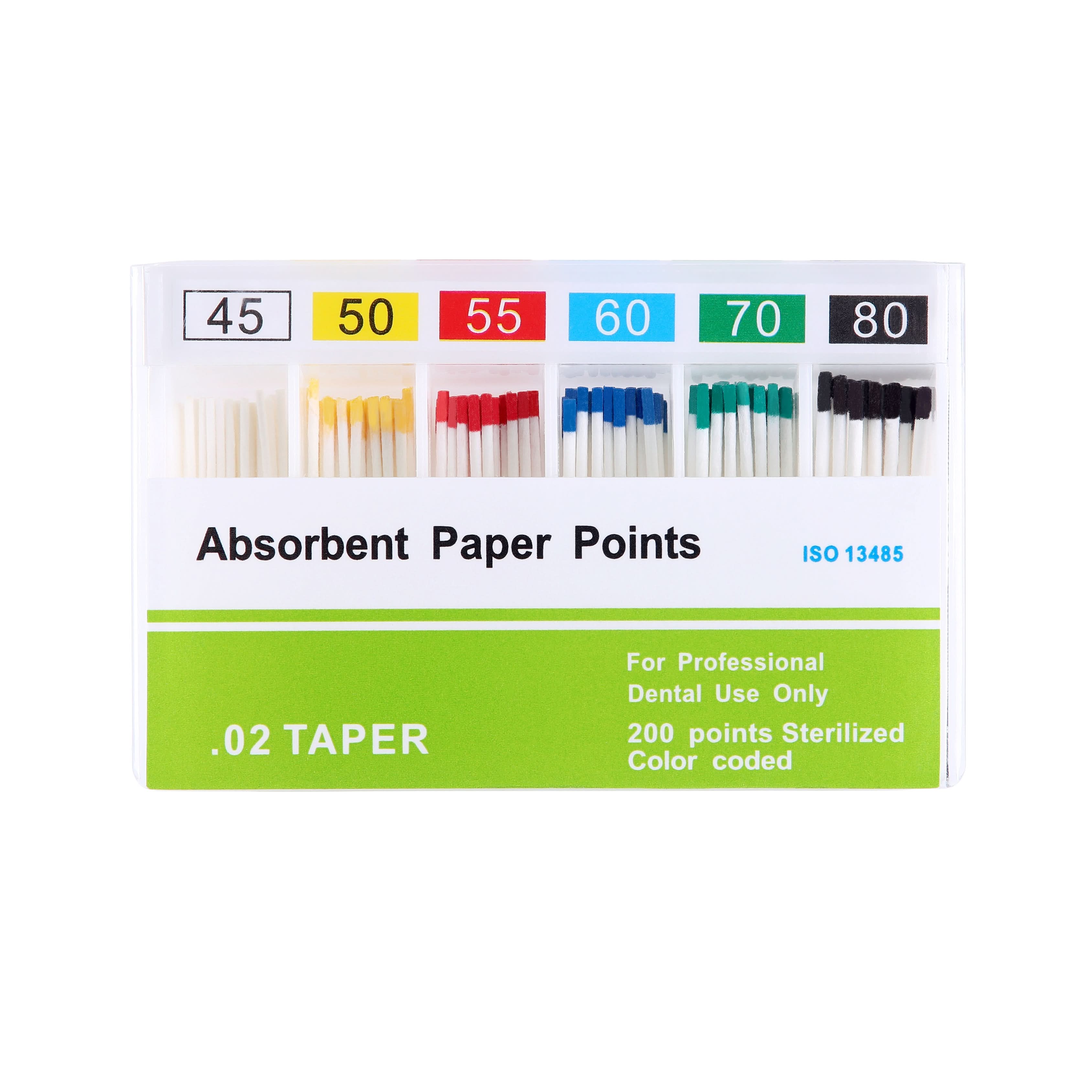 Absorbent Paper Points 0.02 Taper Assorted 45-80# 200pcs/Pack