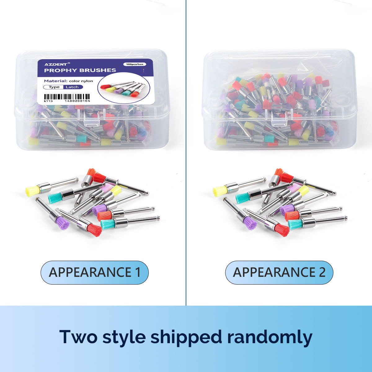 Dental Prophy Polishing Brush Colorful Nylon 100pcs/Box - pairaydental.com