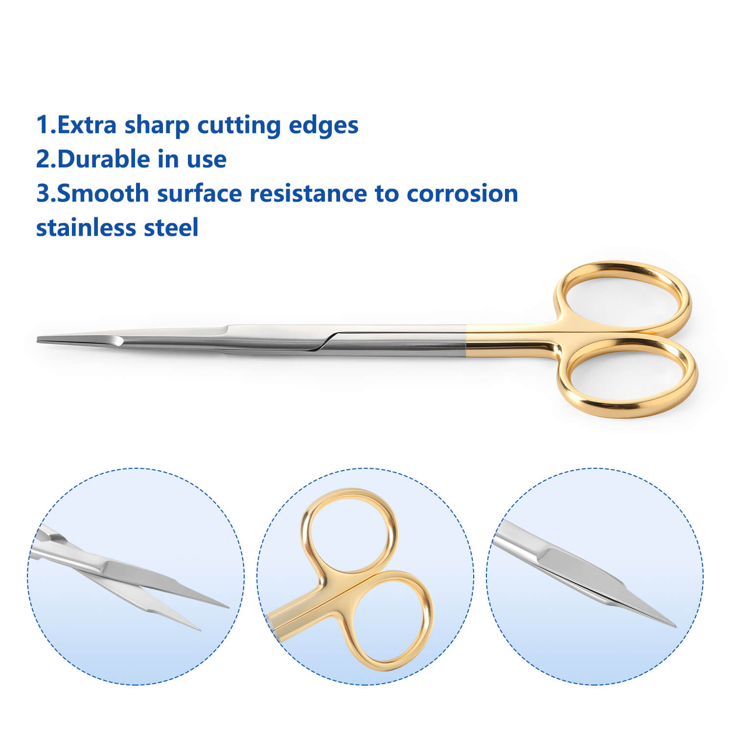 Dental Surgical SuperCut Serrated Scissors Straight/Curved Gold Handle Stainless Steel 13cm(5.11") - pairaydental.com