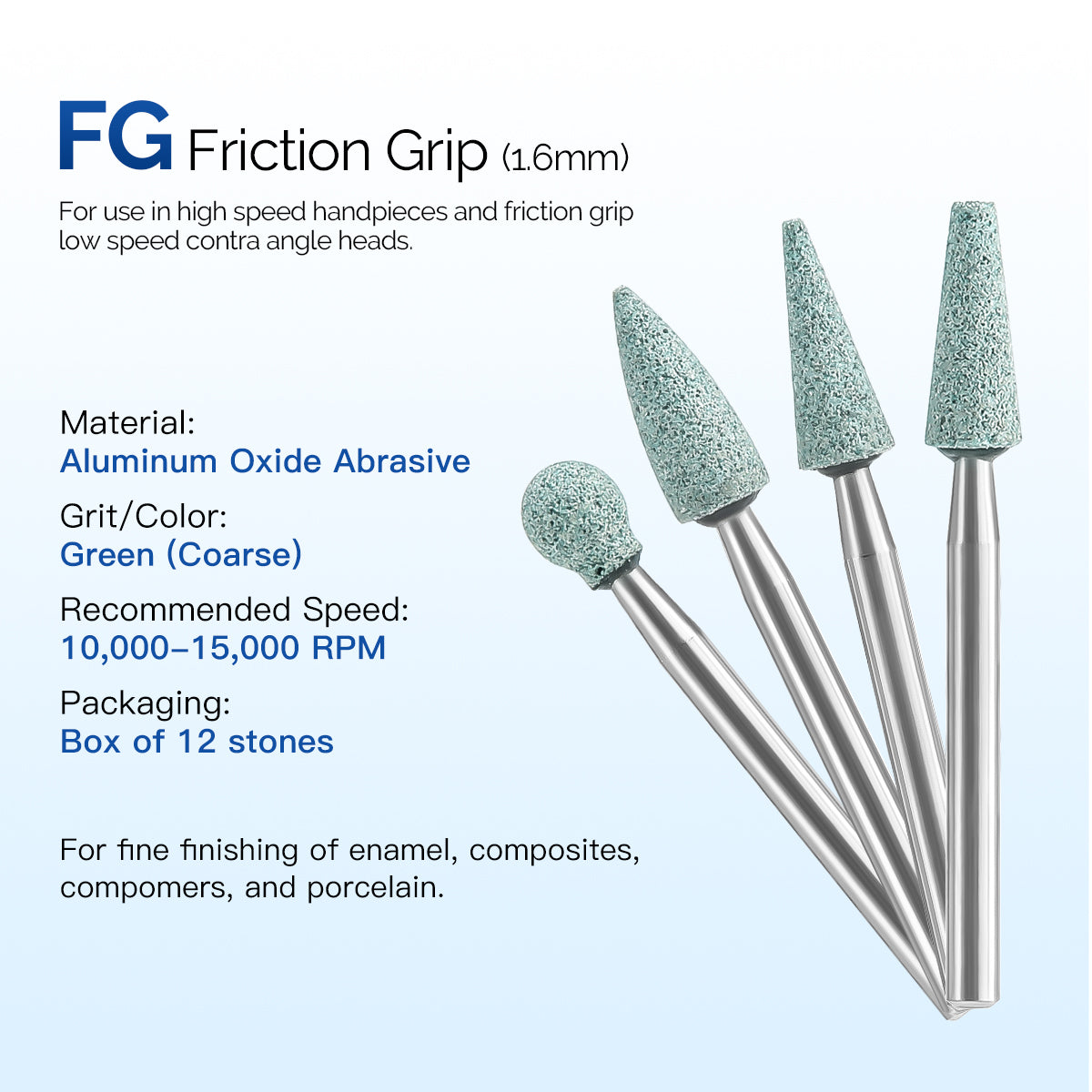 Dental Coarse Polishing Kit FG Burs Green Stones 12pcs/Kit - pairaydental.com 