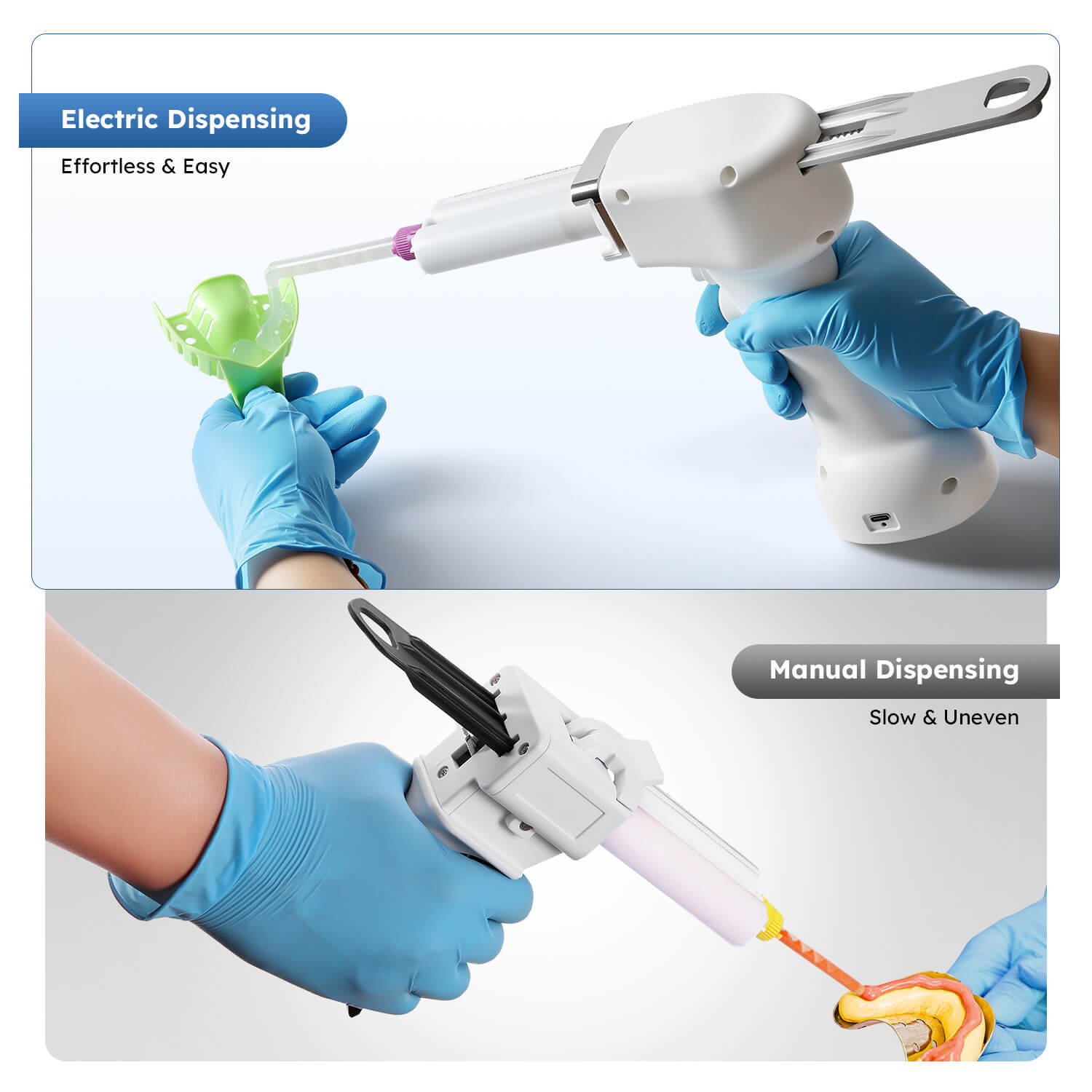 Portable Electric Dental Impression Gun for 50ml Universal Mixing 1:1 & 2:1 Cartridge Dispenser - pairaydental.com