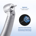 LED Fiber Optic 45° High Speed Handpiece Titanium Four Water Spray Push Button & 4/6 Holes Quick Coupler - pairaydental.com