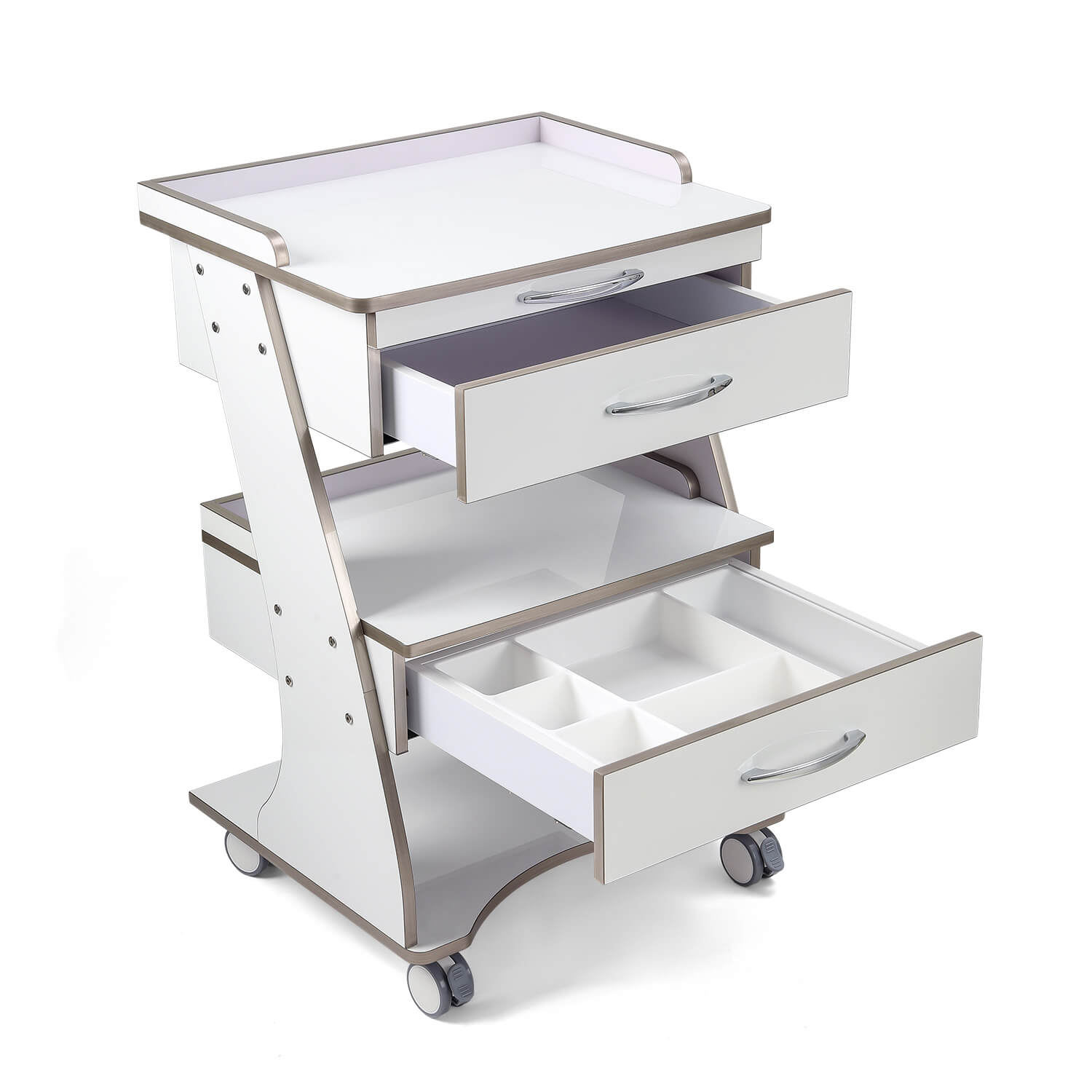 Dental  Mobile Rolling Cart Trolley Built-in Socket Three-Tier Cart 2 Drawers - pairaydental.com