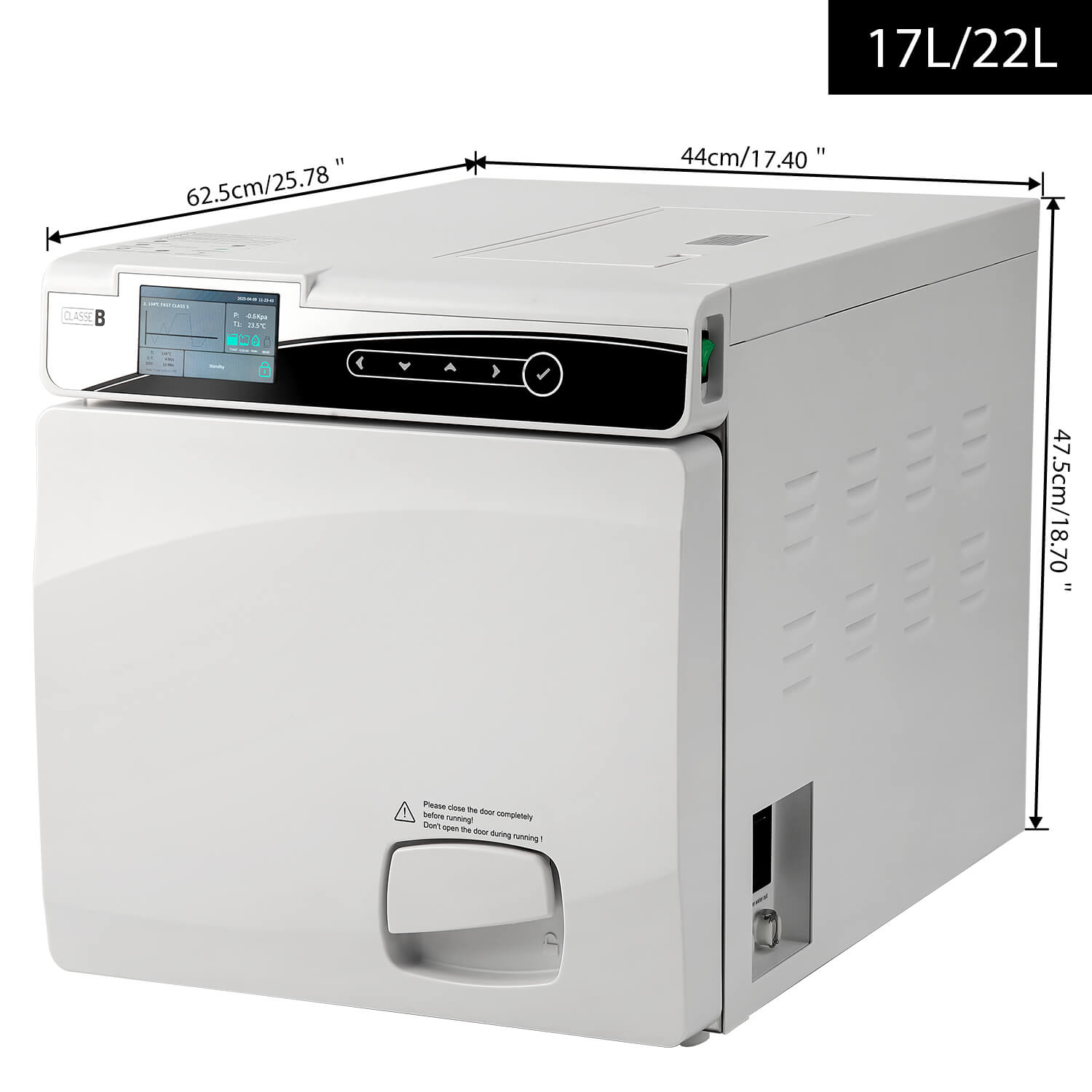 22L Dental Table top Autoclave Class B Vacuum Steam Sterilizer with Built-in Printer Dry Function - pairaydental.com