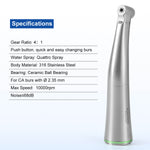 4:1 Fiber Optic Contra Angle Handpiece Mini Head Internal Channel Quattro Spray - pairaydental.com