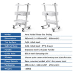 Dental Medical Mobile 3-layer Trolley Metal Built-in Socket Cart - pairaydental.com