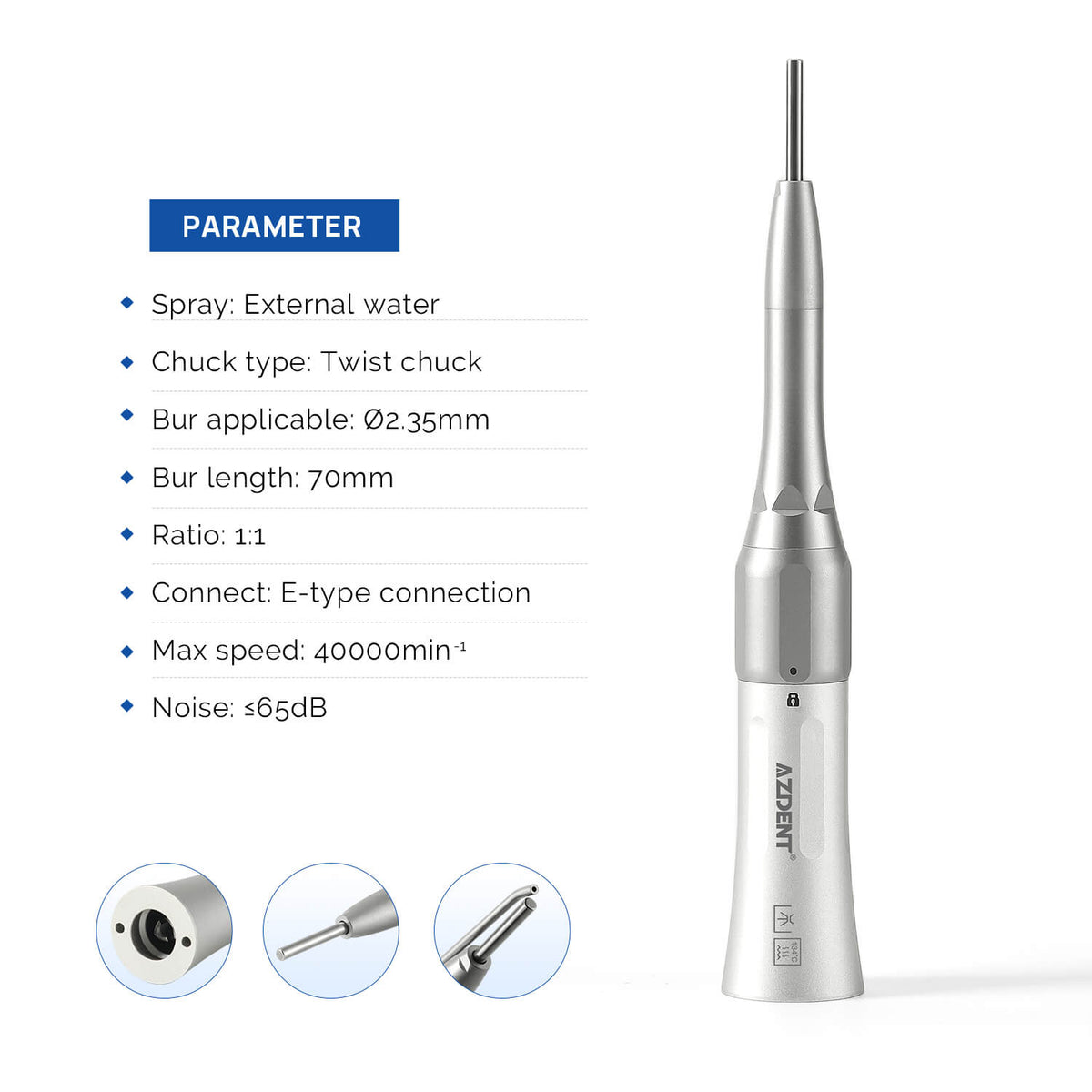 Dental 1:1 Surgical Osteotomy Straight Handpiece External Spray - pairaydental.com