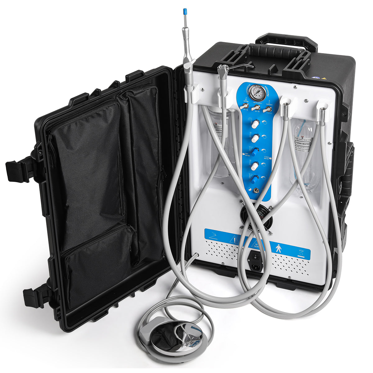 Portable Dental Delivery Unit High Suction Built-in Air Compressor 4 Holes P204S - pairaydental.com
