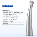 Dental Push Button 16:1 Contra Angle Handpiece Internal Channel For Endo Treatment - pairaydental.com