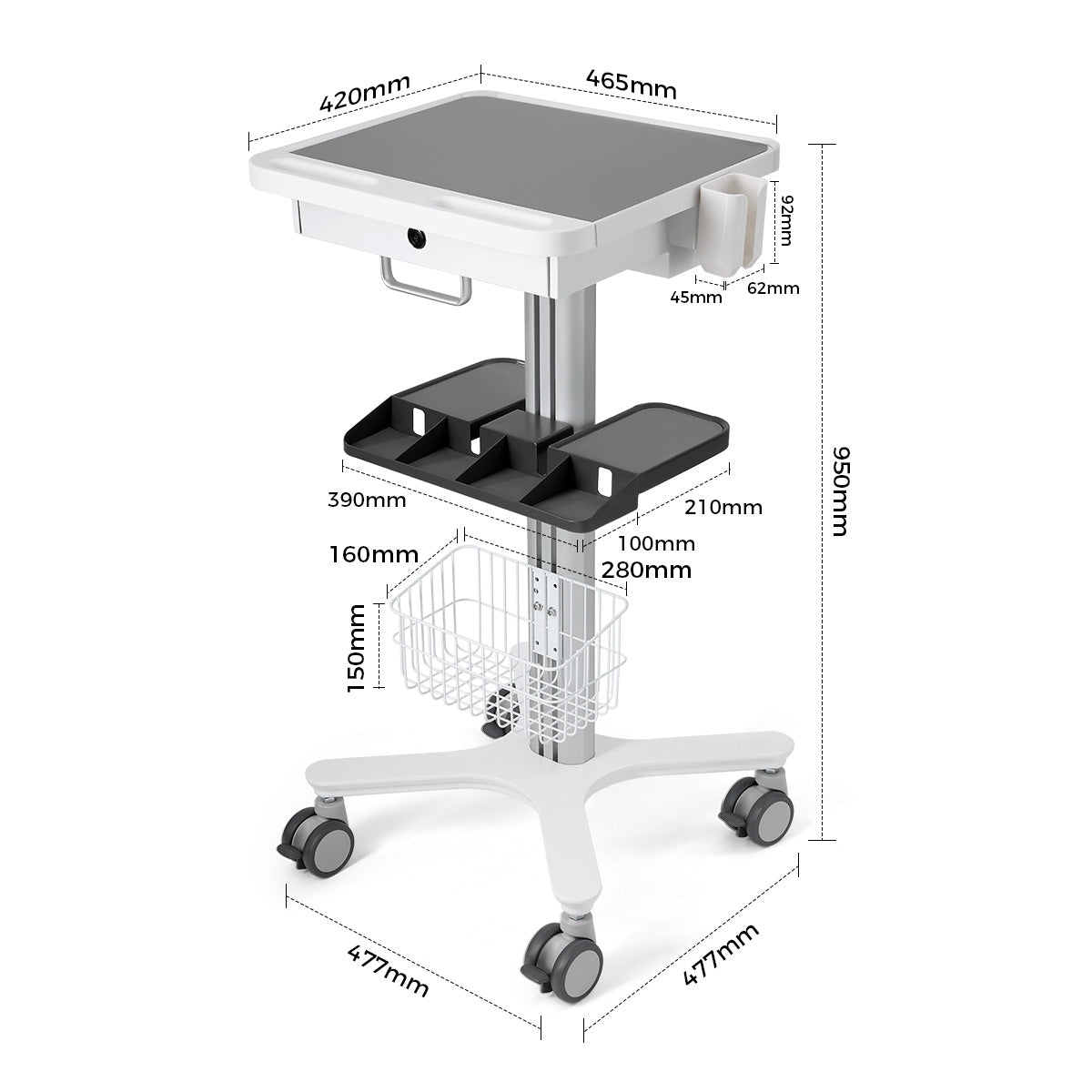 Dental Mobile Trolley Cart Standard Model