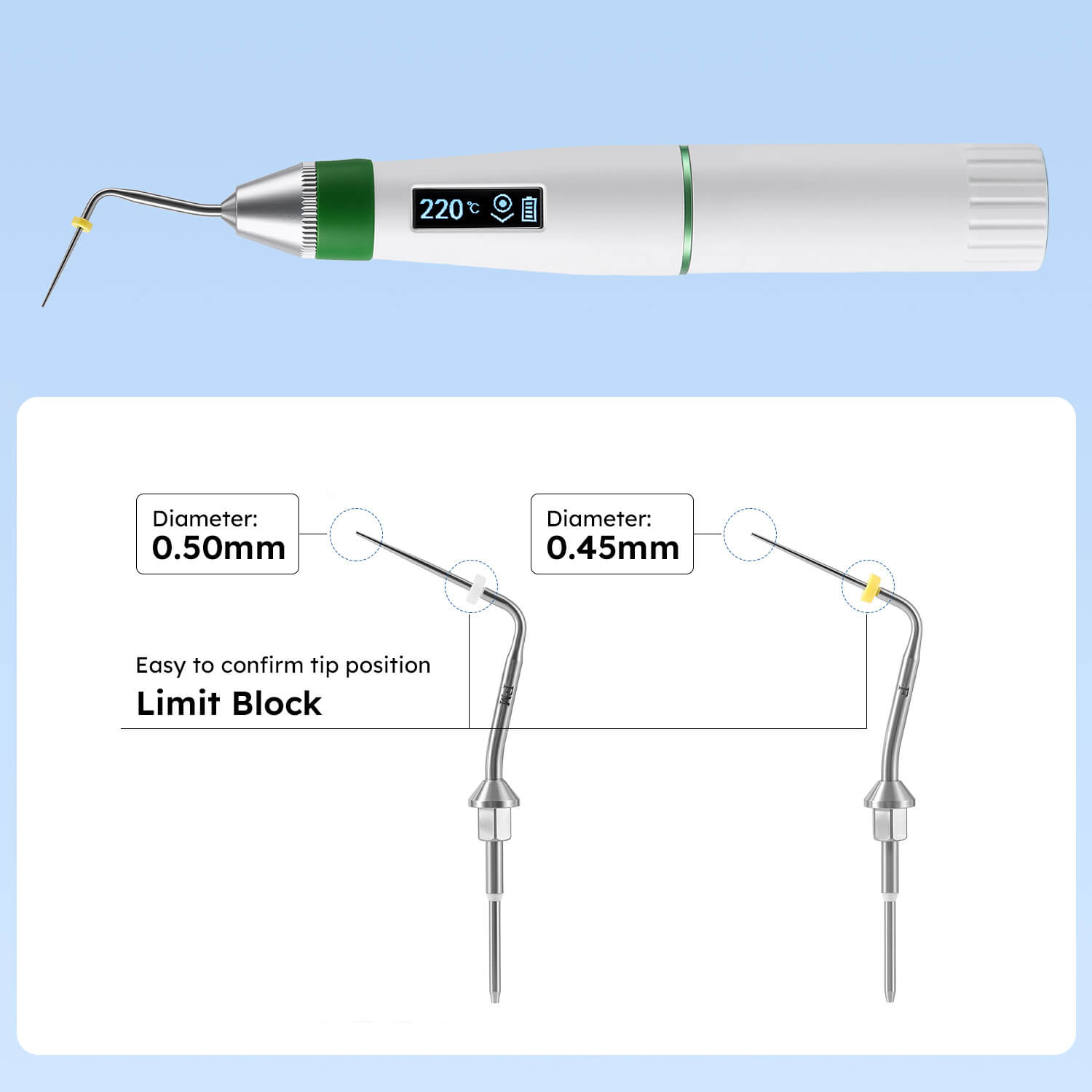 Dental Gutta Percha Endodontic Obturation System Heated Pen With 2 Heating Tips - pairaydental.com