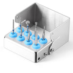Dental Burs Holder Block Stainless Steel Disinfection Box 8 Holes
