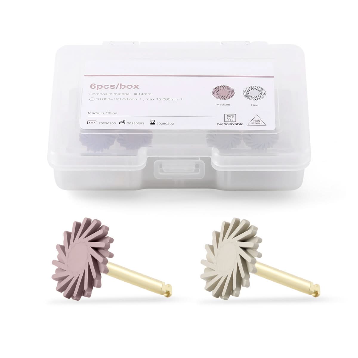 Dental Composite Polishing Wheel Kit Medium/Fine CA 2.35mm 6pcs/Box - pairaydental.com