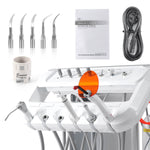 Dental Portable Delivery Unit Cart with Air Compressor Built-in Woodpecker Ultrasonic Scaler & Curing Light - pairaydental.com