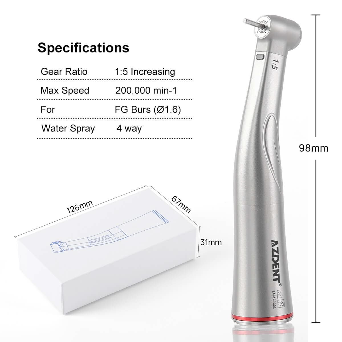 1:5 Dental Fiber Optic increase Contra Angle Handpiece - pairaydental.com
