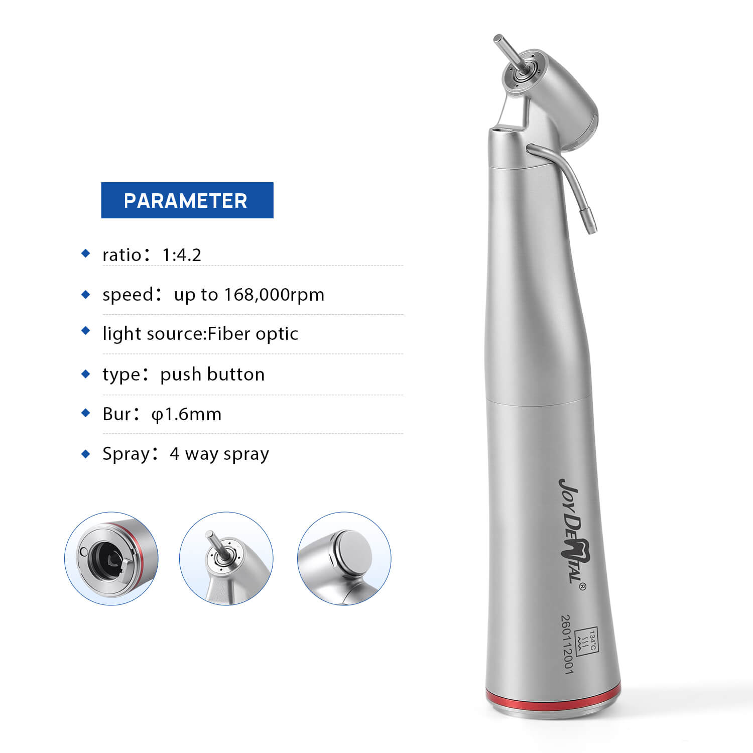 1:4.2 Electric Contra Angle Increasing Handpiece 45 Degree Fiber Optic External Water - pairaydental.com