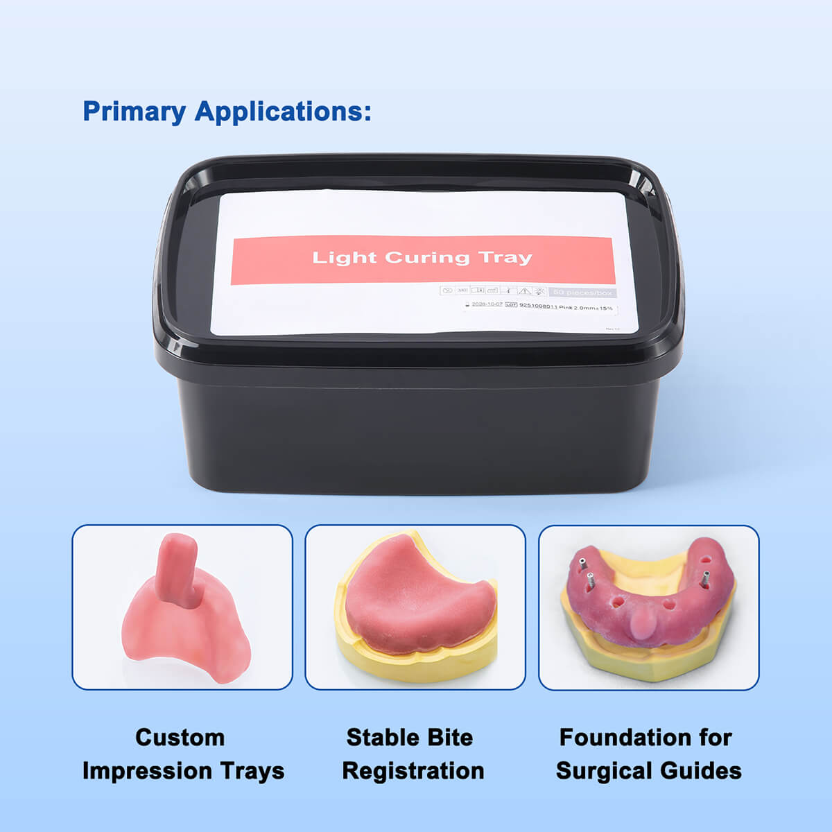 Light Curing Tray for Custom Trays Base Plates 2mm Thick Pink 50sheets/Box - pairaydental.com