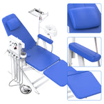 4 Holes Dental Portable Folding Chair LED Light with Turbine Unit Blue - pairaydental.com