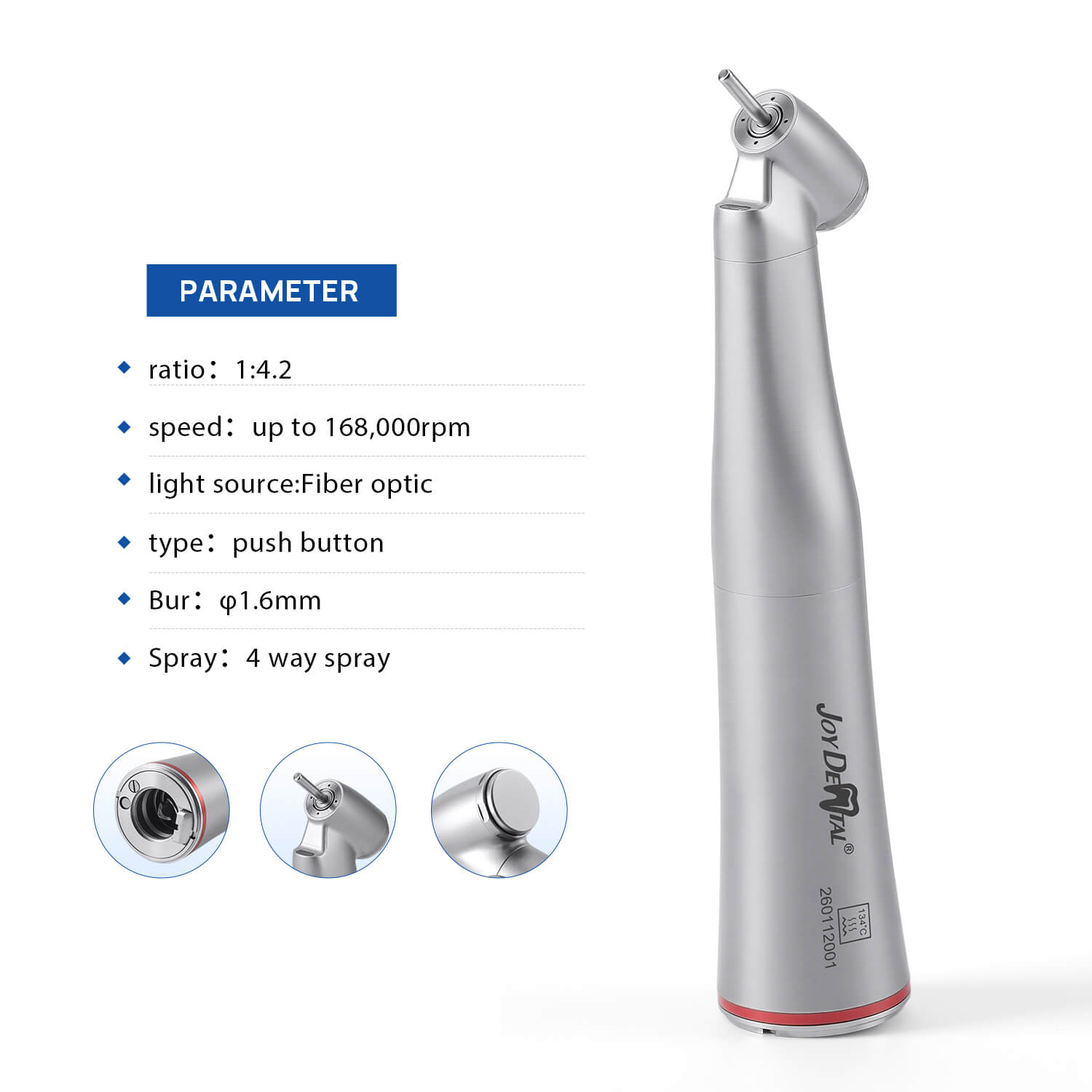 1:4.2 Electric Contra Angle Increasing Handpiece 45 Degree Fiber Optic Inner Channel - pairaydental.com