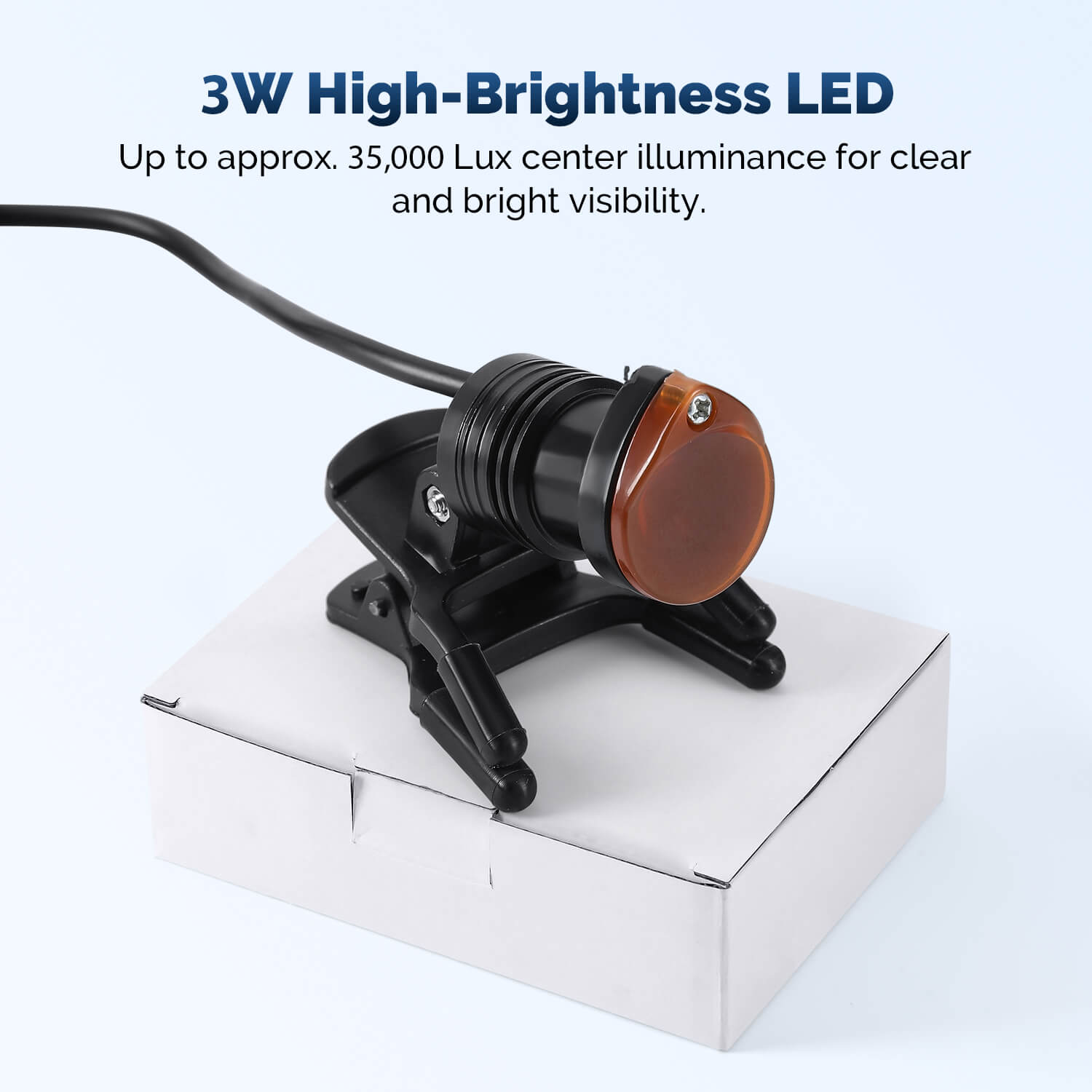 Dental LED Headlight 3W Wired 35,000 Lux 3-Level Brightness Ultralight 2 Mounting Options - pairaydental.com