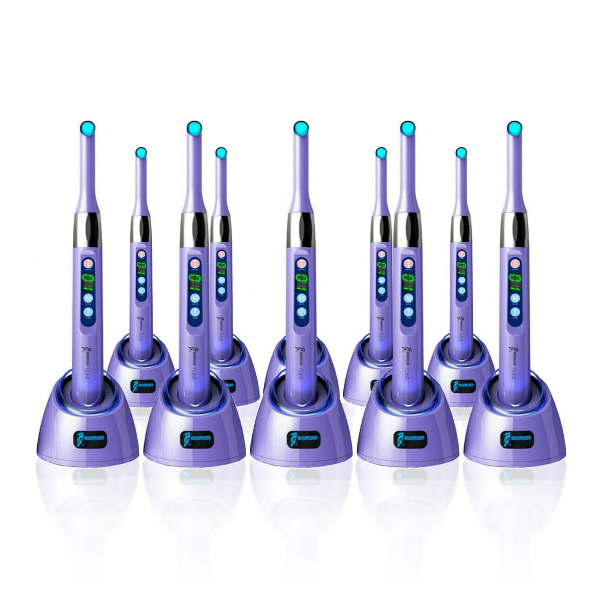 10 pcs Woodpecker iLED Curing Light Wireless 360° Rotary 1 Sec Curing Purple - pairaydental.com