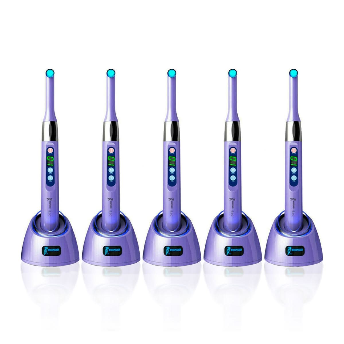 5pcs Woodpecker iLED Curing Light Wireless 360° Rotary 1 Sec Curing Purple - pairaydental.com