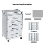 Dental Mobile Cabinet Cart with Hidden Side Auxiliary Drawer Power Socket 5 Drawers - pairaydental.com