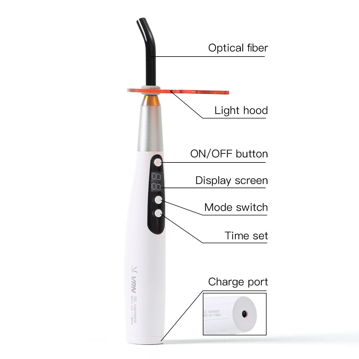 LED Curing Light Wireless 3S Curing 360° Rotating Head 1400 mW/cm² - pairaydental.com