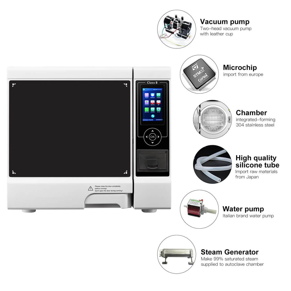 17L Dental Autoclave Steam Sterilizer Class B Table Top LCD Built-in Printer Dry Function - pairaydental.com