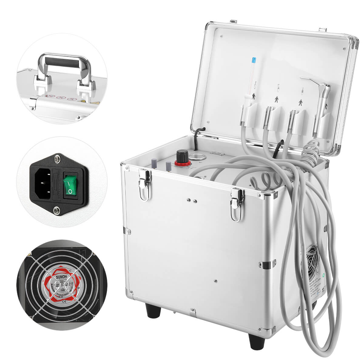 Dental Portable Turbine Mobile Delivery Unit Three Way Syringe Suction System with Air Compressor 4 Hole - pairaydental.com