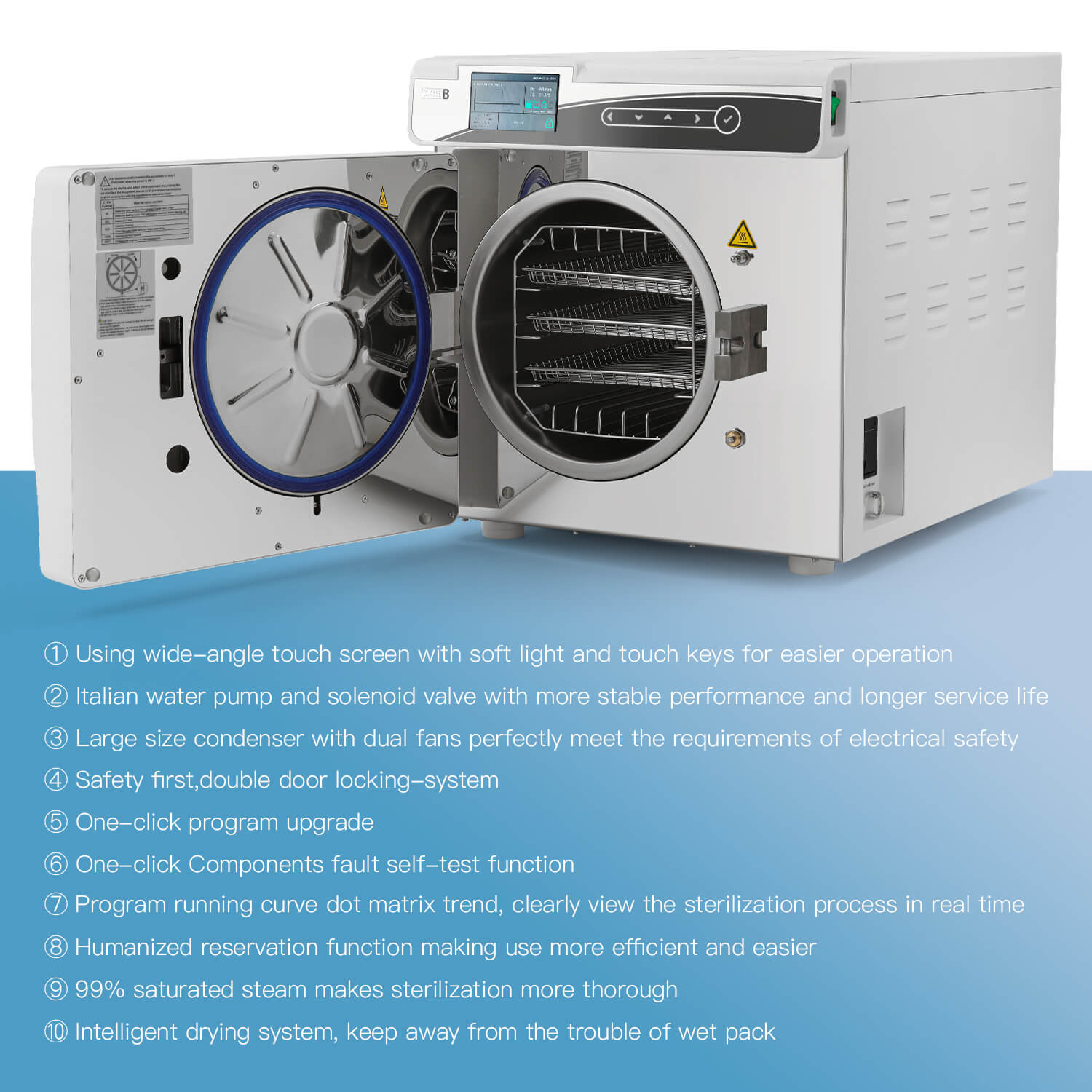 22L Dental Table top Autoclave Class B Vacuum Steam Sterilizer with Built-in Printer Dry Function - pairaydental.com