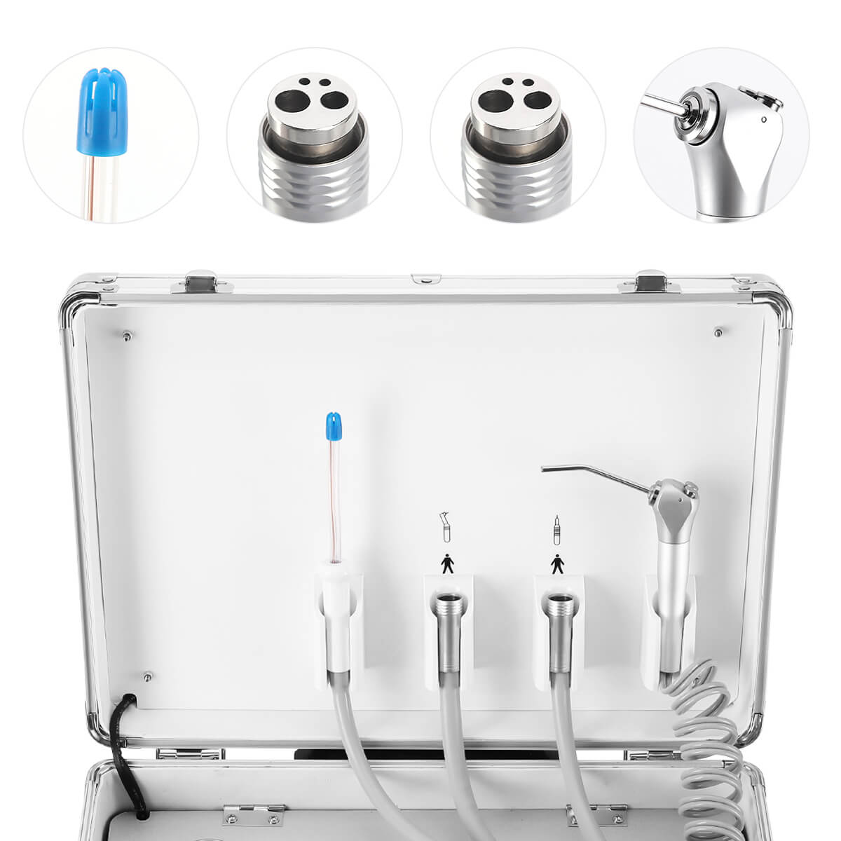 Dental Portable Turbine Mobile Delivery Unit Three Way Syringe Suction System with Air Compressor 4 Hole - pairaydental.com