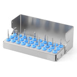 Dental Burs Holder Block Stainless Steel Disinfection Box 30 Holes