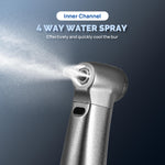 4:1 Fiber Optic Contra Angle Handpiece Mini Head Internal Channel Quattro Spray - pairaydental.com