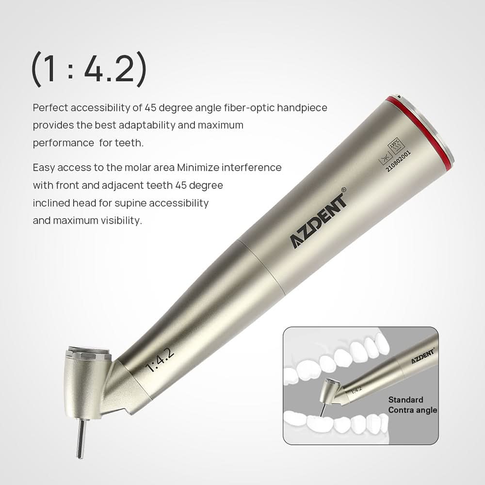 1:4.2 Electric Contra Angle Handpiece 45 Degree Increasing Fiber Optic - pairaydental.com
