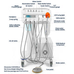 Dental Portable Delivery Unit Cart with Air Compressor Built-in Woodpecker Ultrasonic Scaler & Curing Light - pairaydental.com