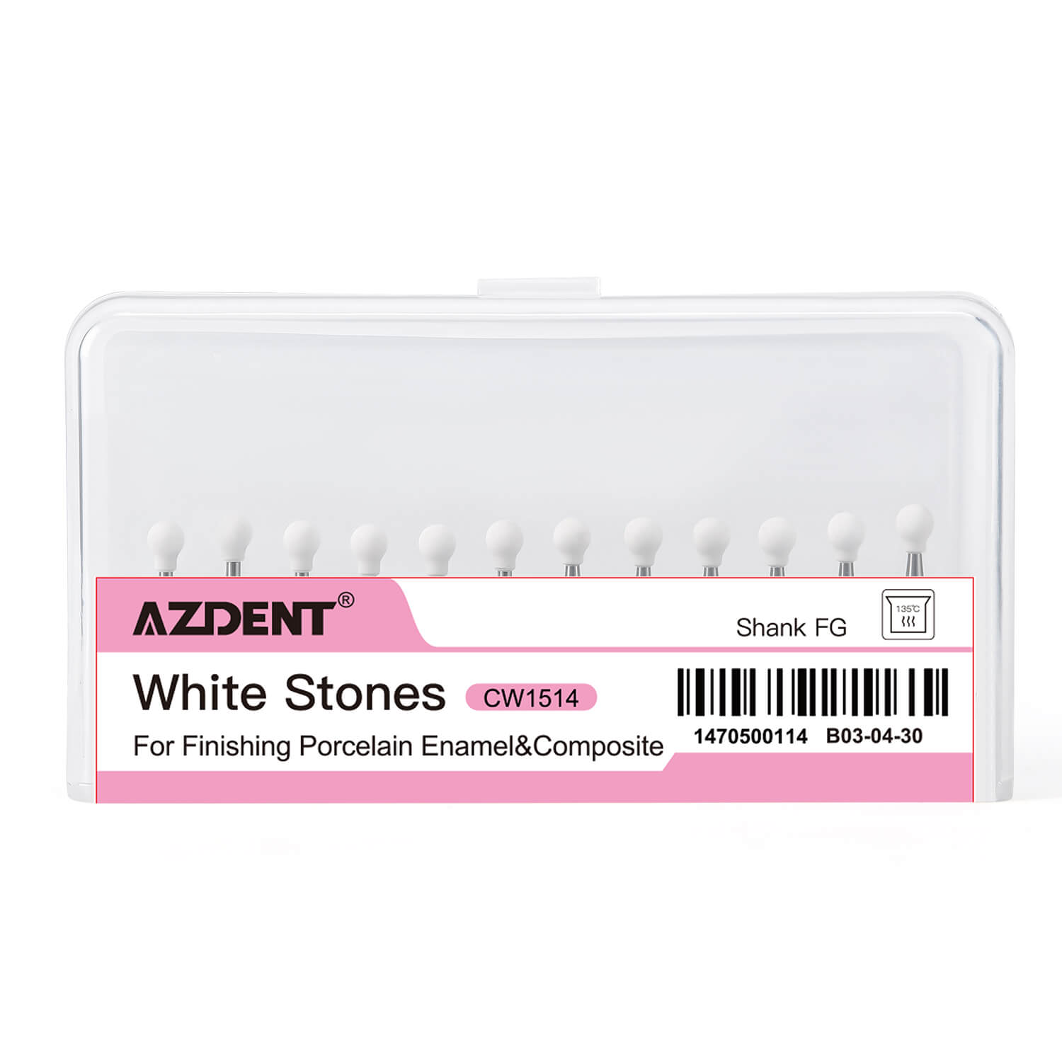 Dental White Stone Polishing FG Burs Round Shape 12pcs/Box - pairaydental.com