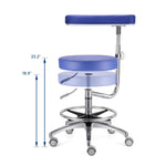 Dental Assistant Stool Chair Armrest Height Adjustable 360° Rotated Blue - pairaydental.com