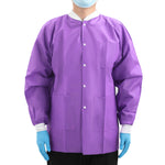 Disposable Lab Jacket with Knit Cuffs & Collar 3 Pocket SMS S/M/L - pairaydental.com